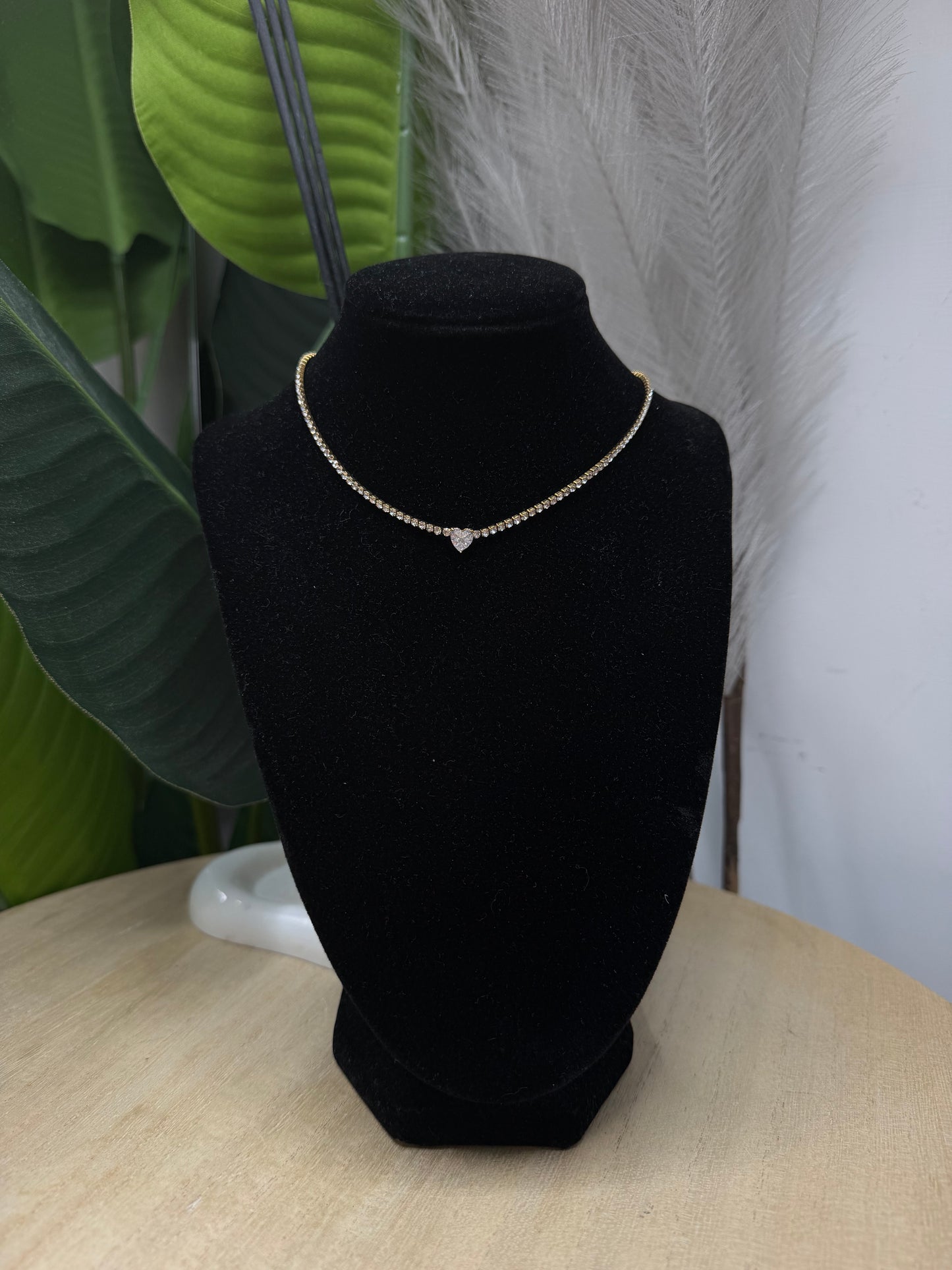 Collana gold strass e cuore