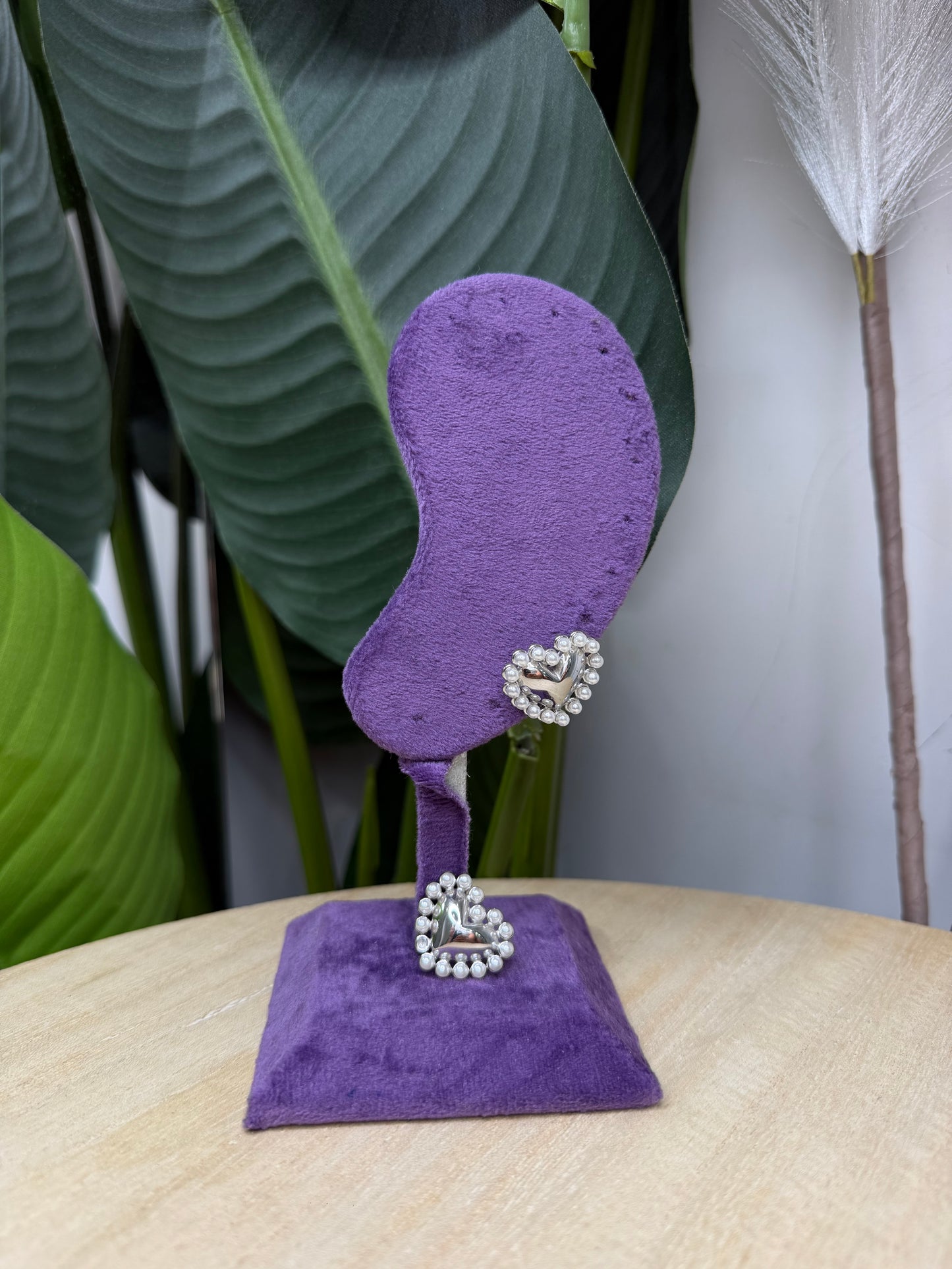 Orecchini silver cuore perle