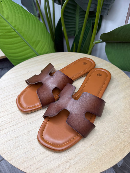 Ciabattina marrone base cuoio 763