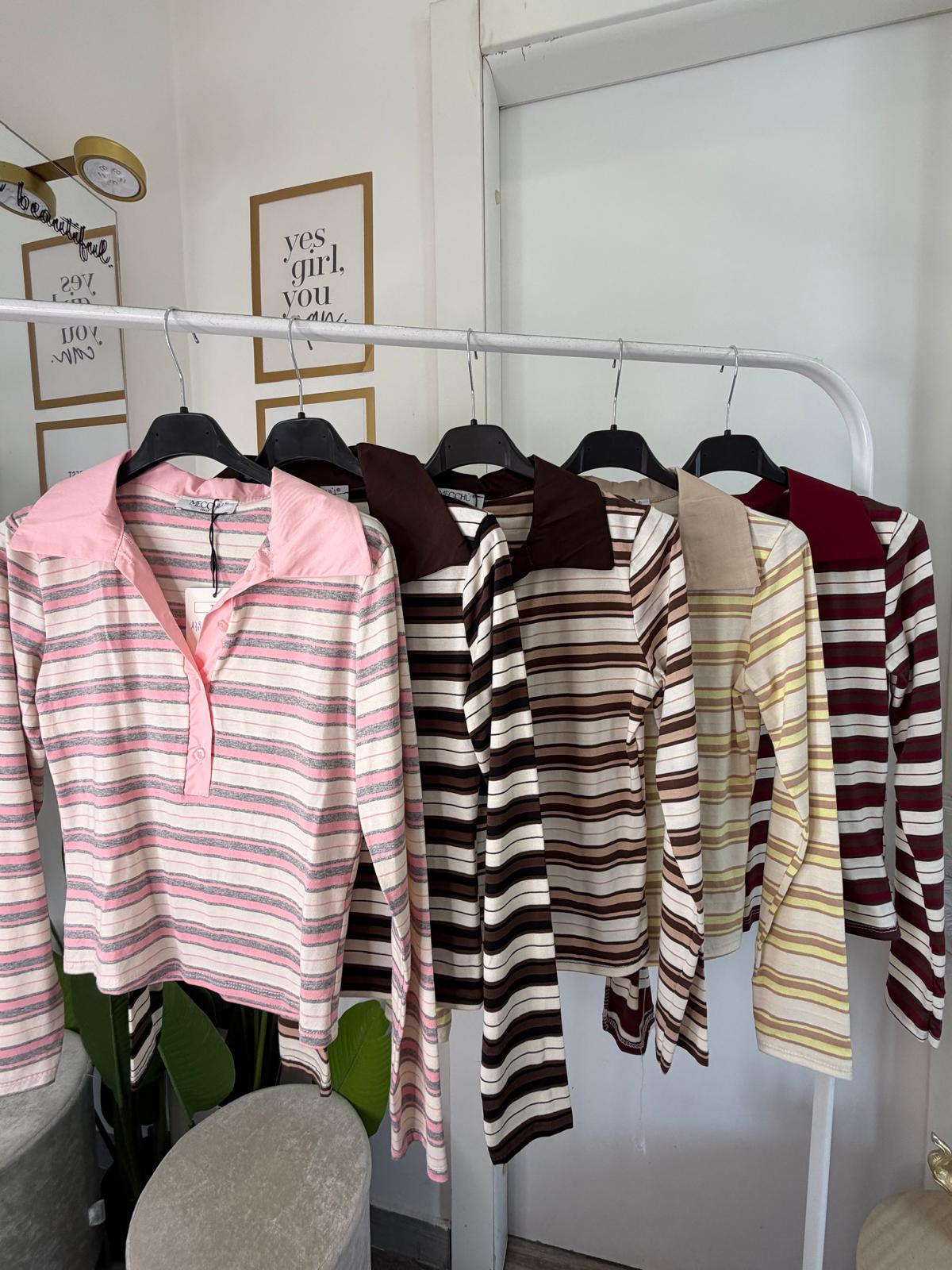 T-shirt polo righe 61028