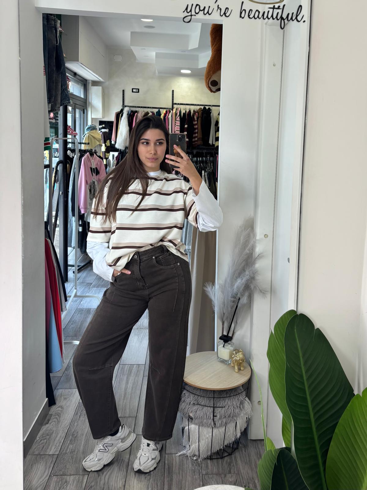 Jeans balloon marrone 8785