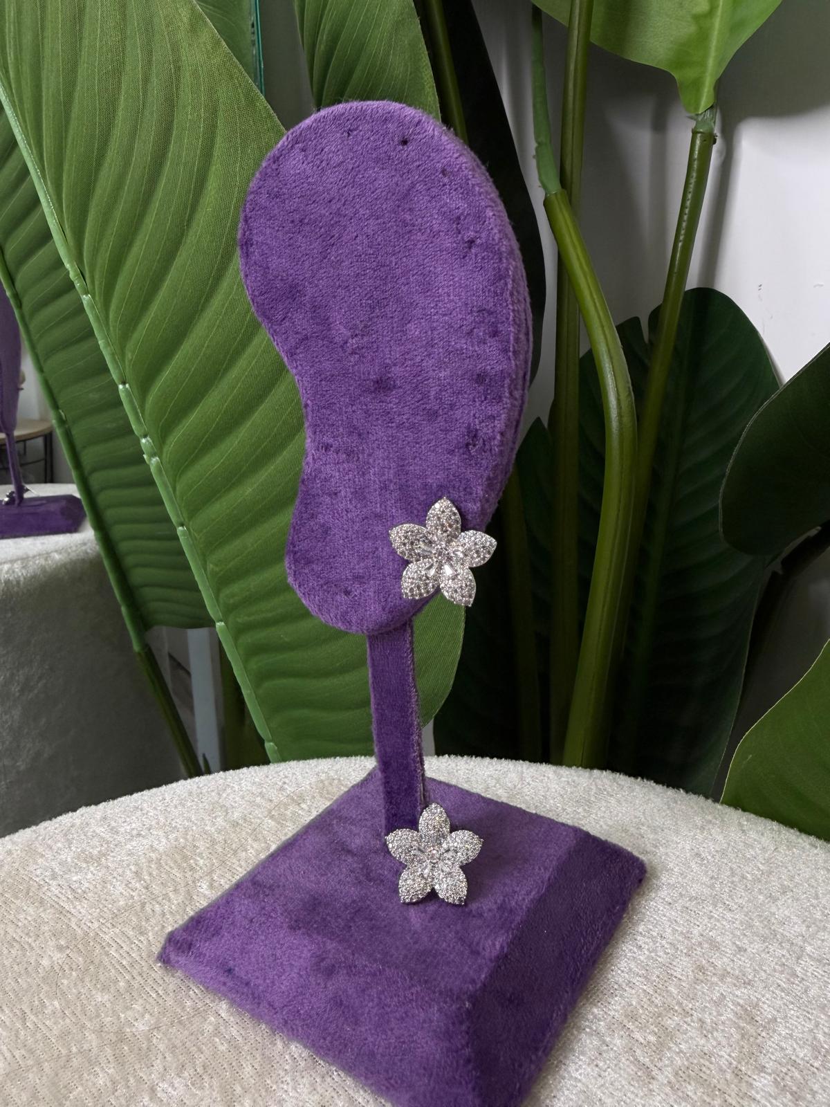 Orecchini silver strass fiore