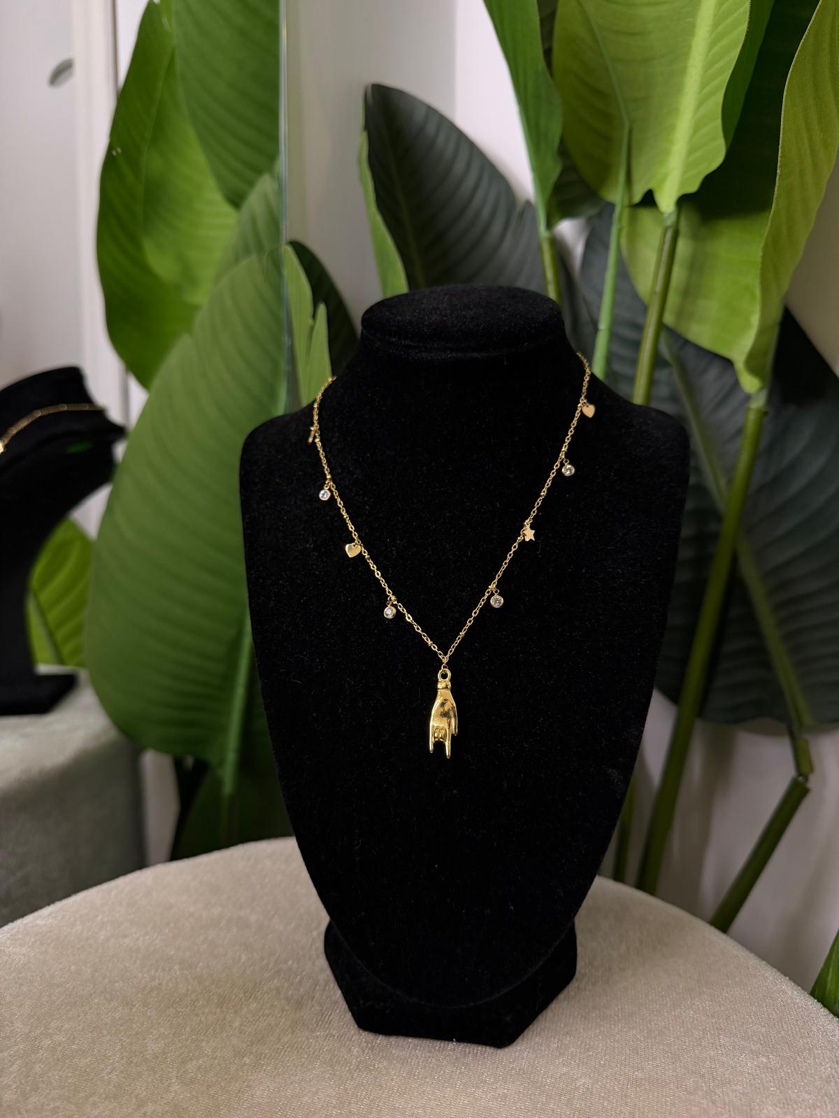 Collana strass corno gold