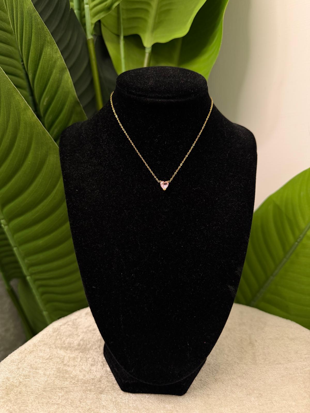 Collana gold cuore rosa