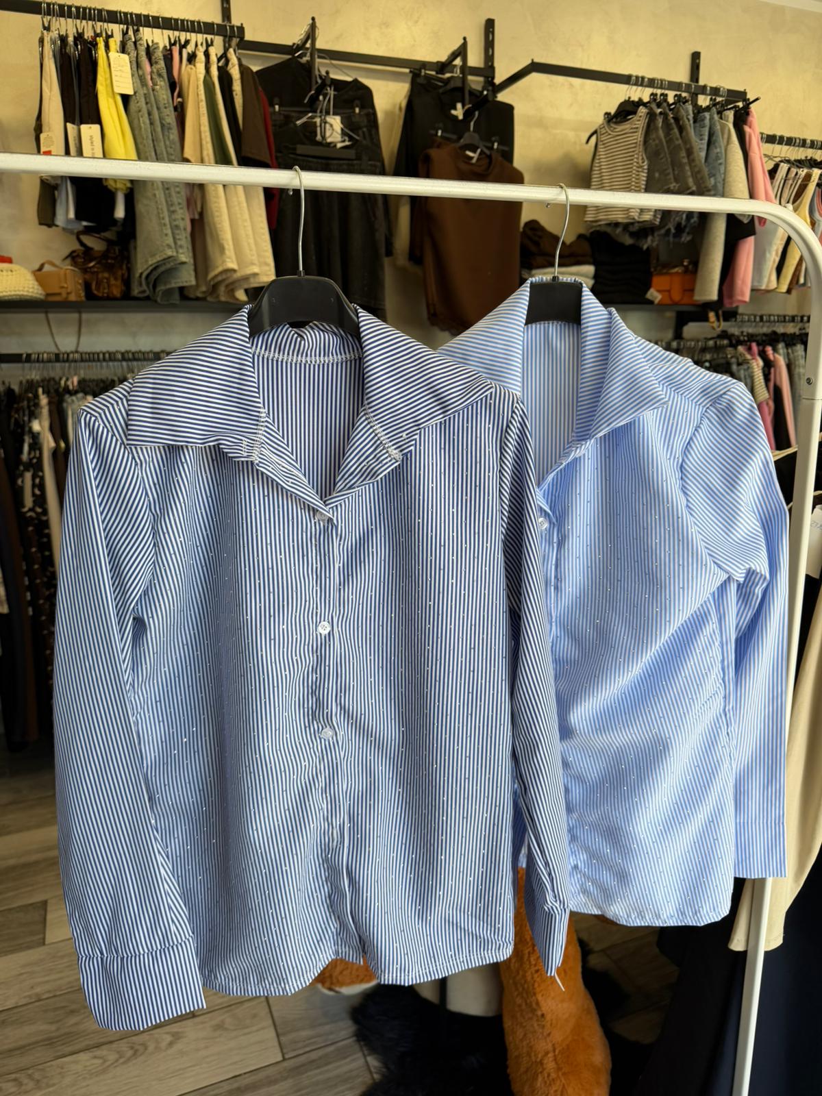 Camicia righe e strass 3327