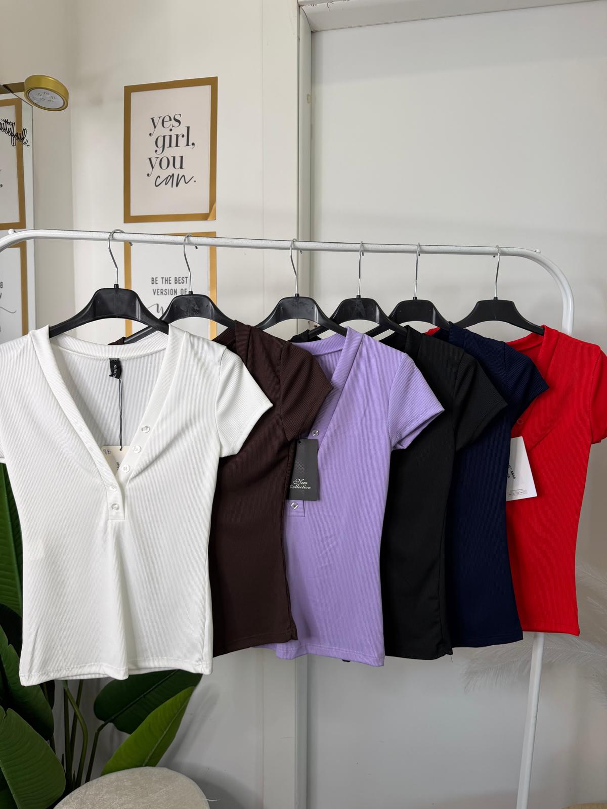 T-shirt bottoncini costina 5645