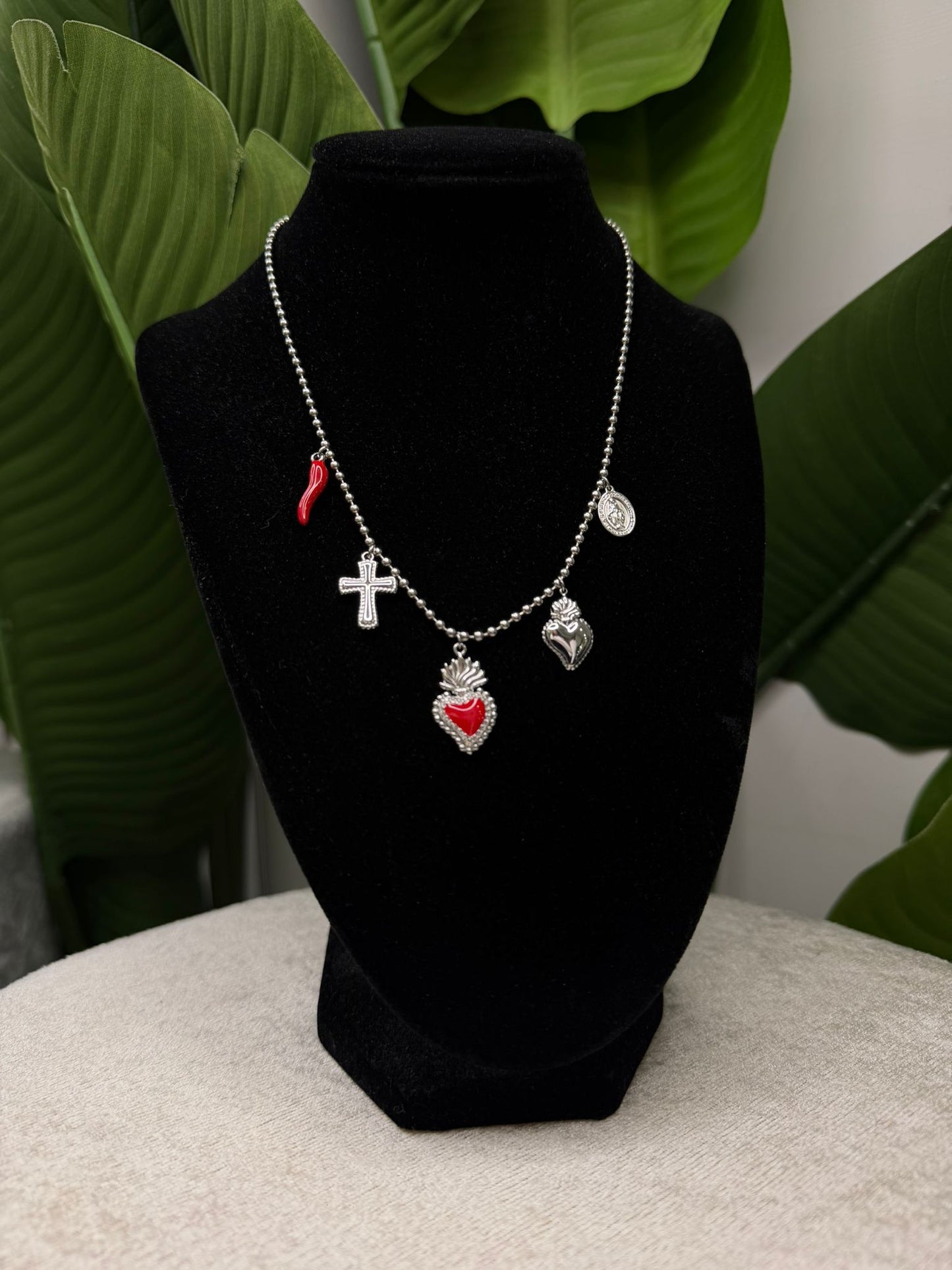 Collana 5 ciondoli silver
