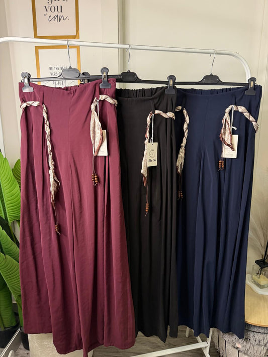 Pantalone morbido a palazzo con cintina 90261