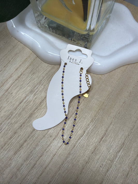 Cavigliera gold perline blu