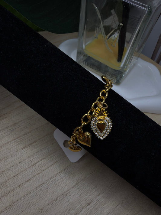 Bracciale gold multi ciondoli cuore