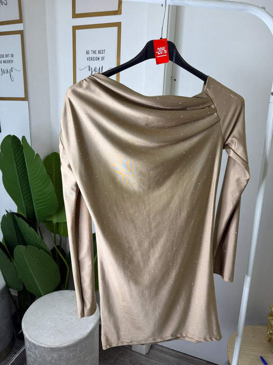Abito kim strass beige