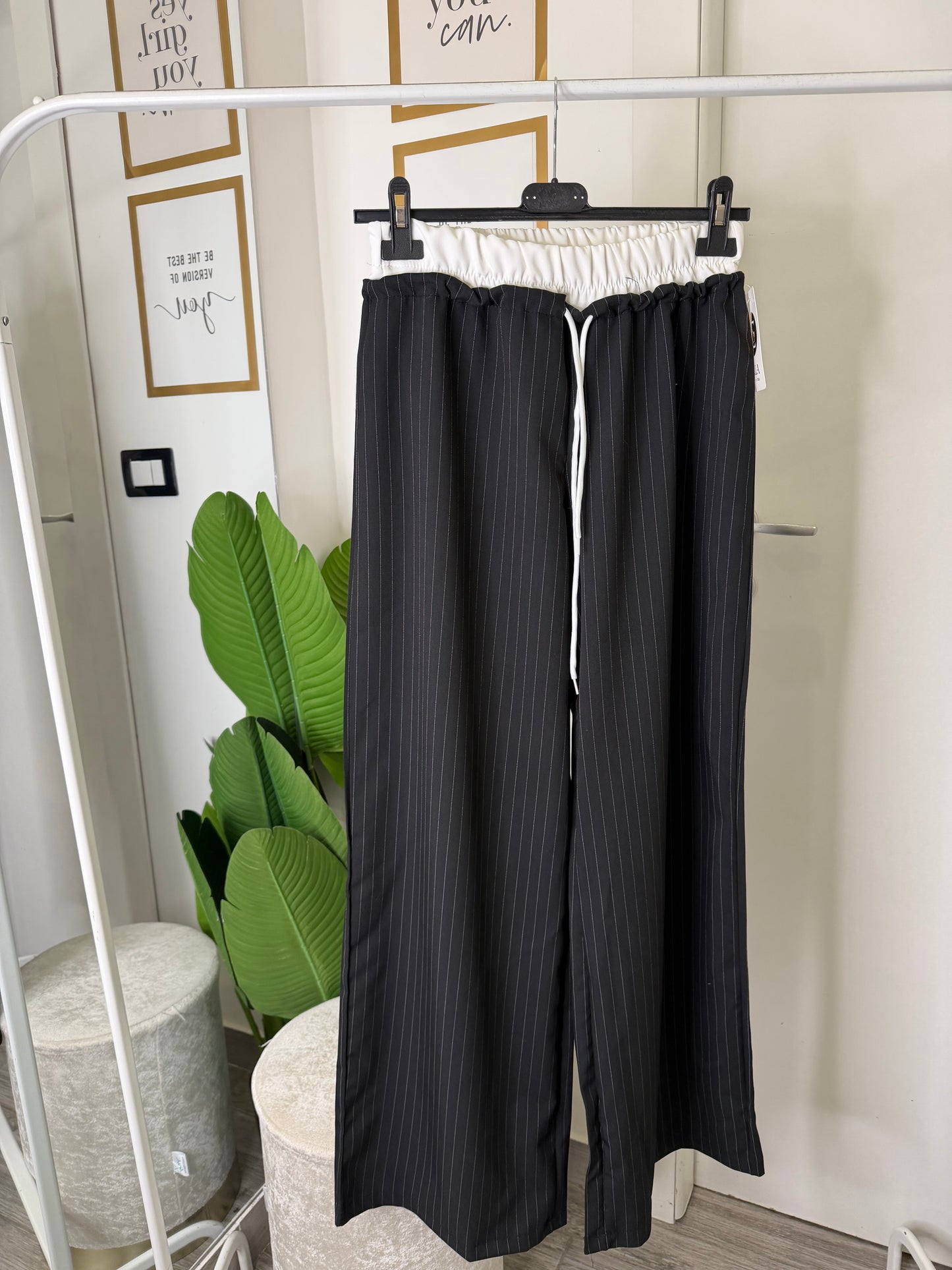 Pantalone morbido gessato 21315