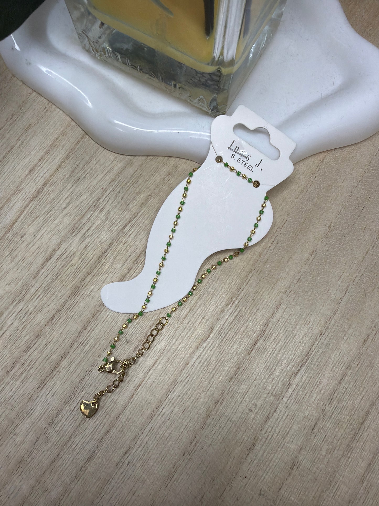 Cavigliera gold perline verdi