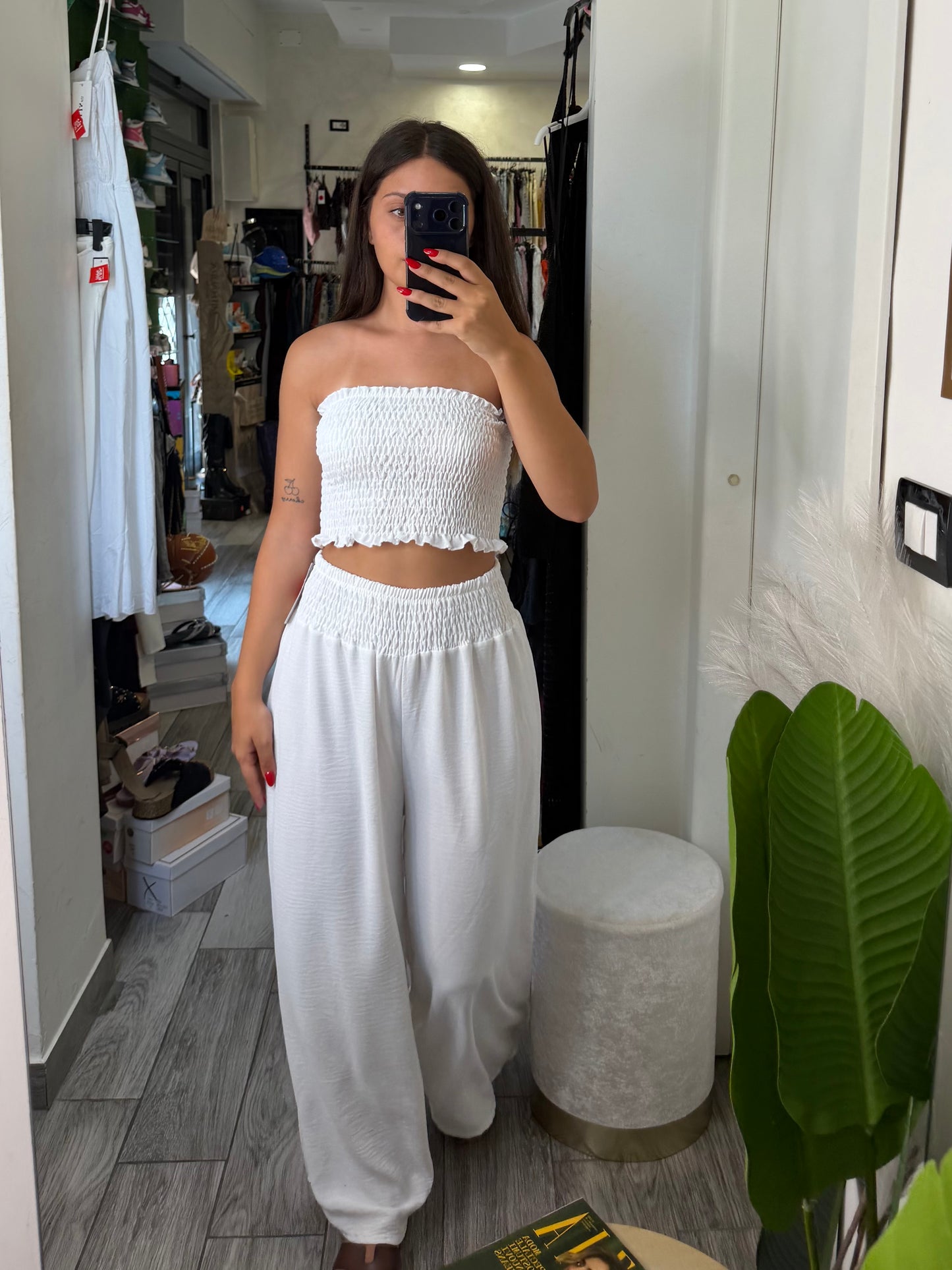 Coordinato top fascia pantalone palazzo 2674
