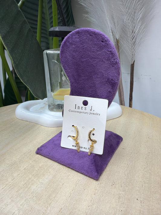 Orecchini corno gold strass