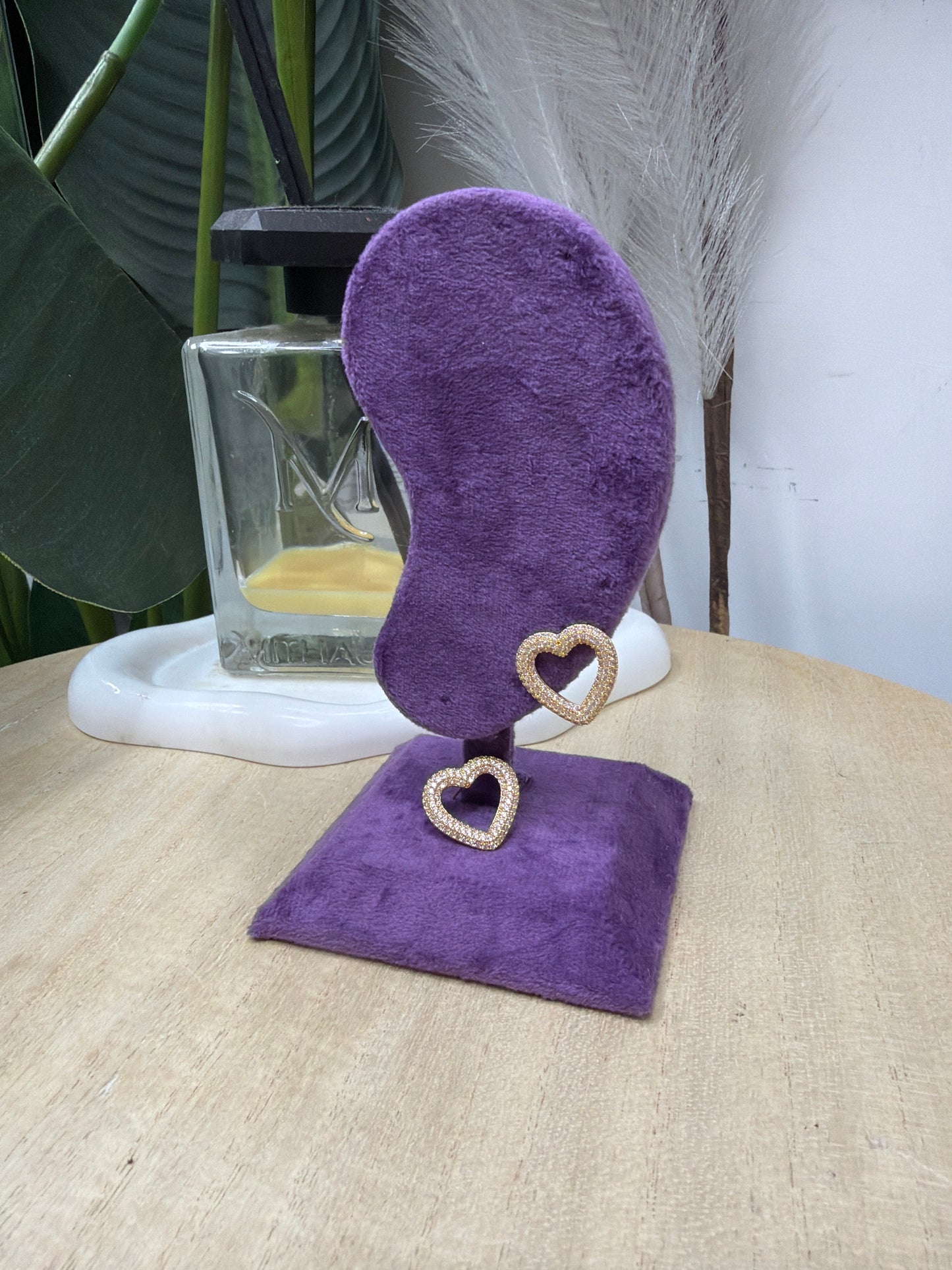 Orecchini gold cuore strass