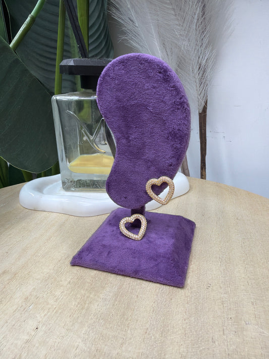 Orecchini gold cuore strass