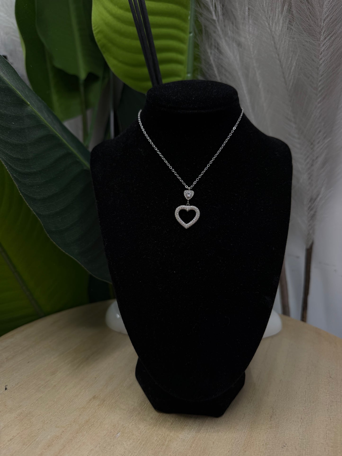 Collana doppio cuore silver