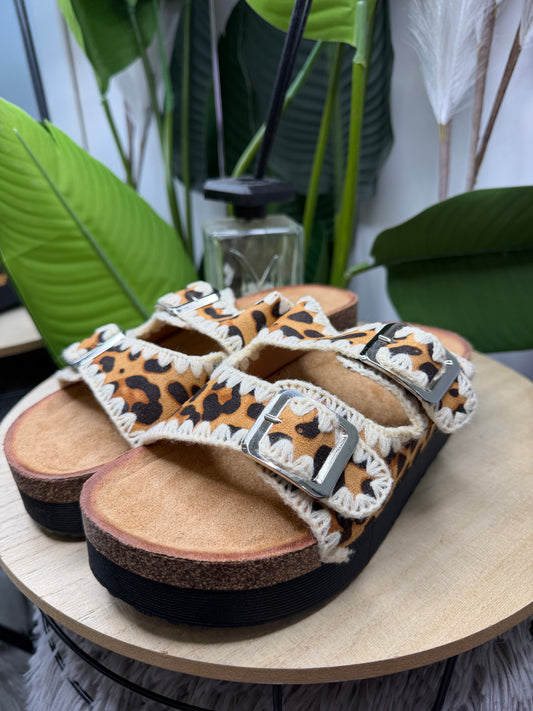 Ciabatta platform leopardata 8486
