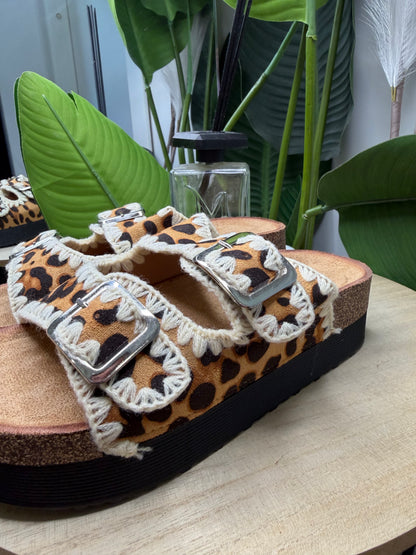 Ciabatta platform leopardata 8486