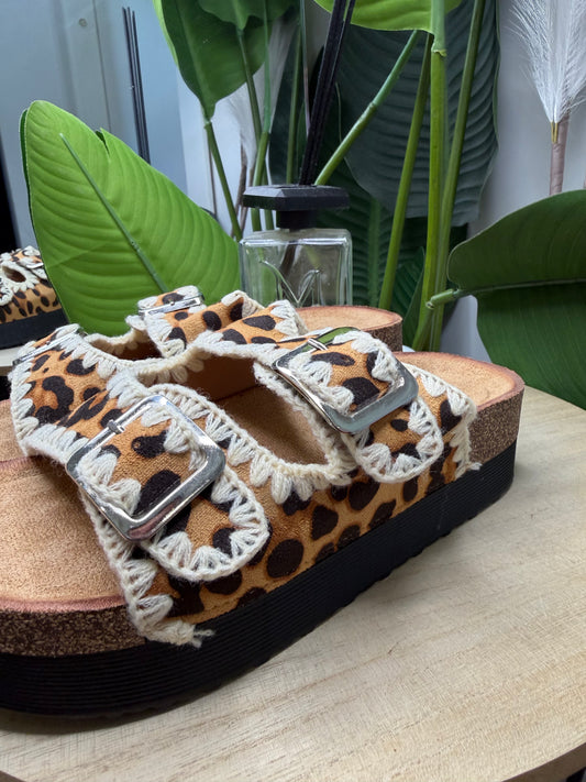 Ciabatta platform leopardata 8486