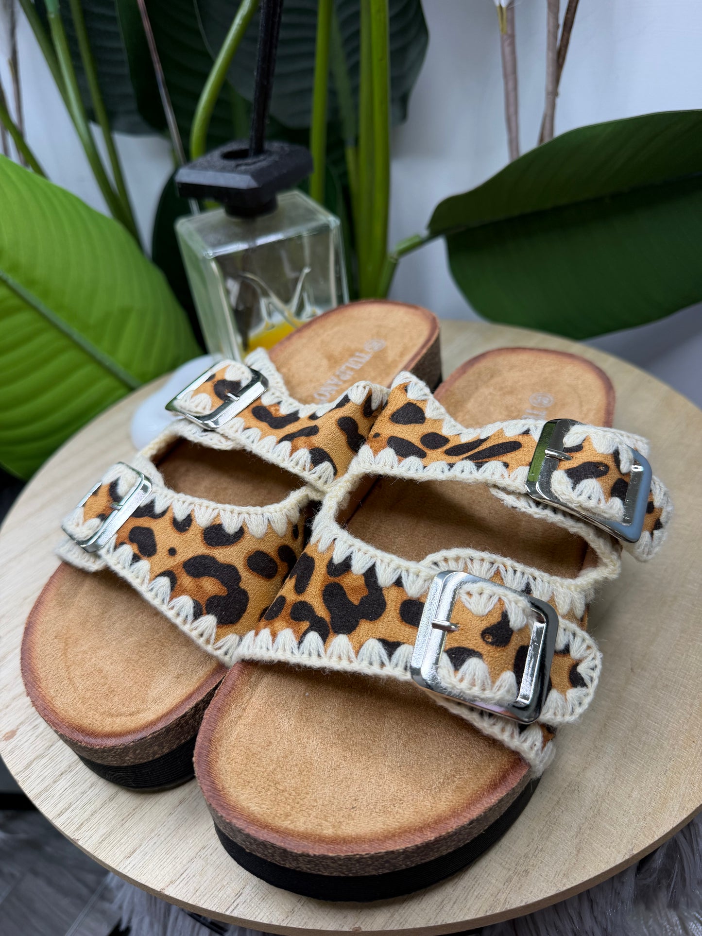 Ciabatta platform leopardata 8486