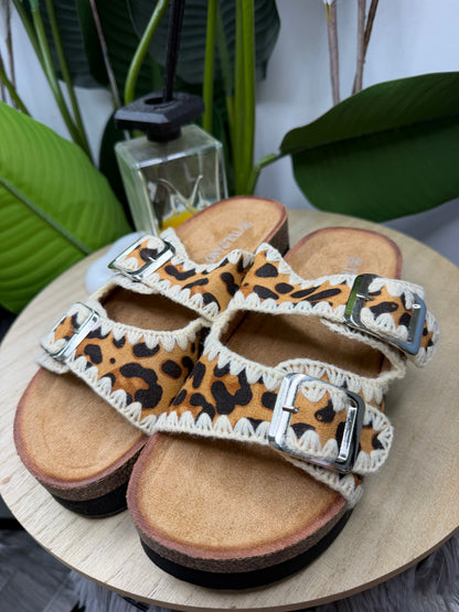 Ciabatta platform leopardata 8486