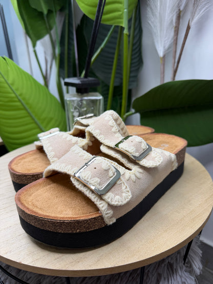 Ciabatta platform beige chiaro 8486