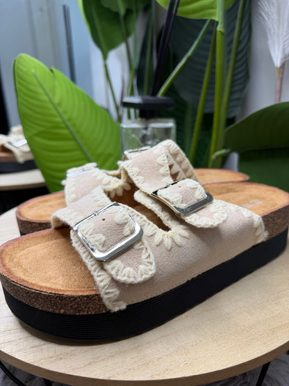 Ciabatta platform beige chiaro 8486