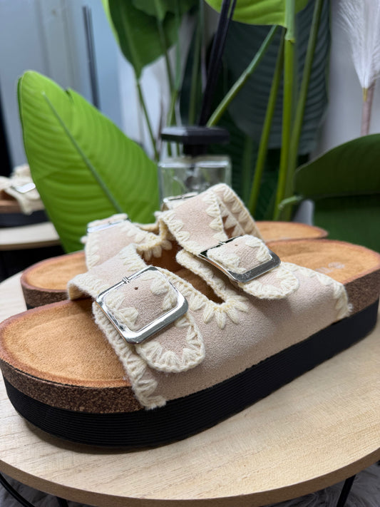 Ciabatta platform beige chiaro 8486