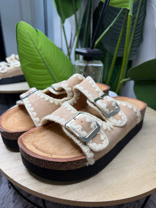 Ciabatte platform beige scuro 8486