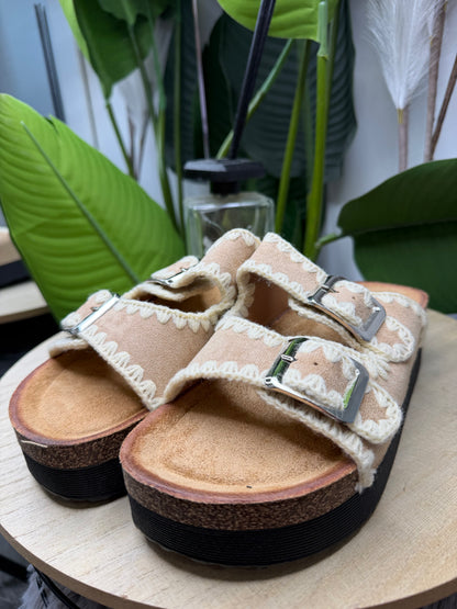 Ciabatte platform beige scuro 8486