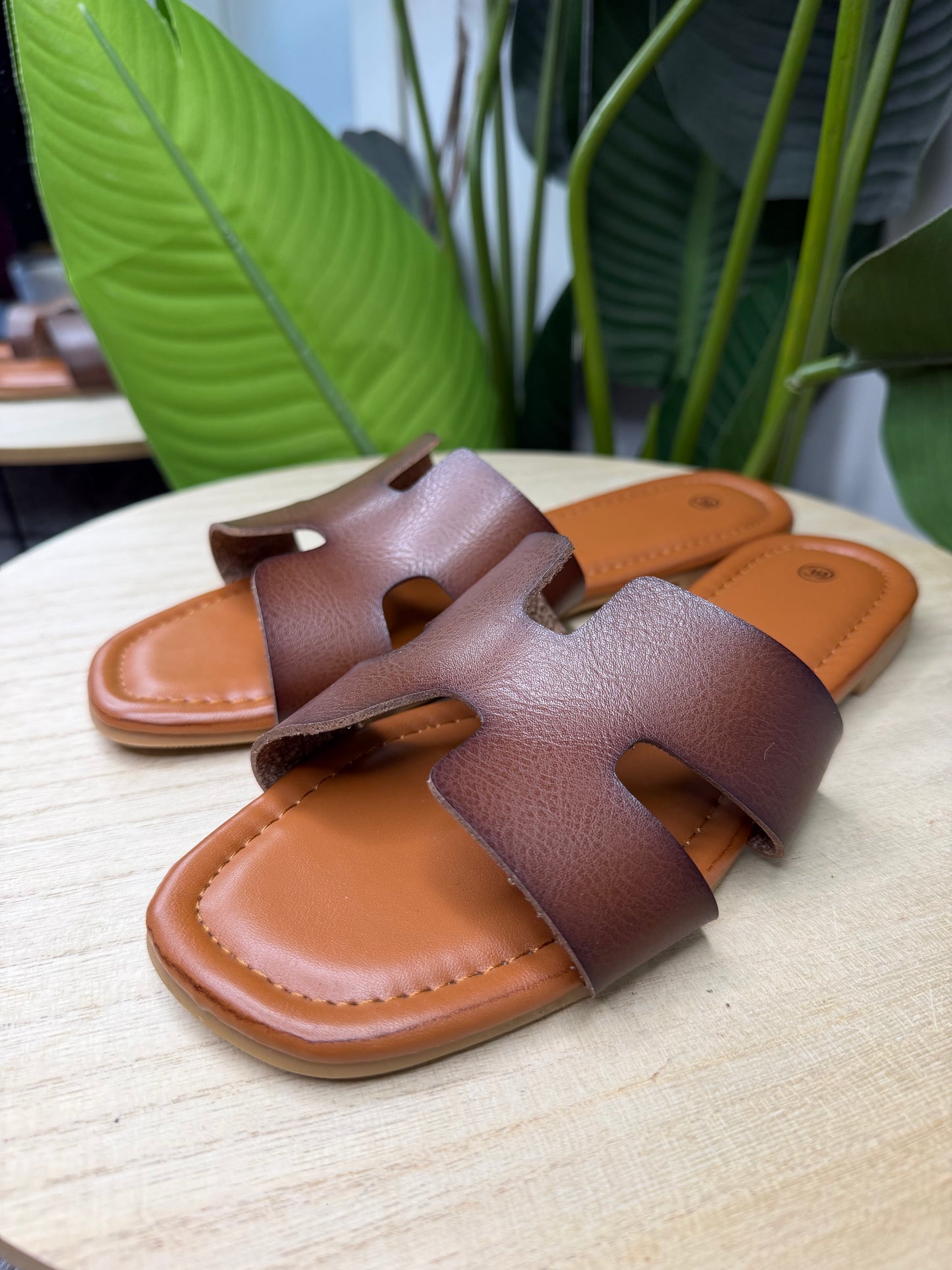 Ciabattina marrone base cuoio 763