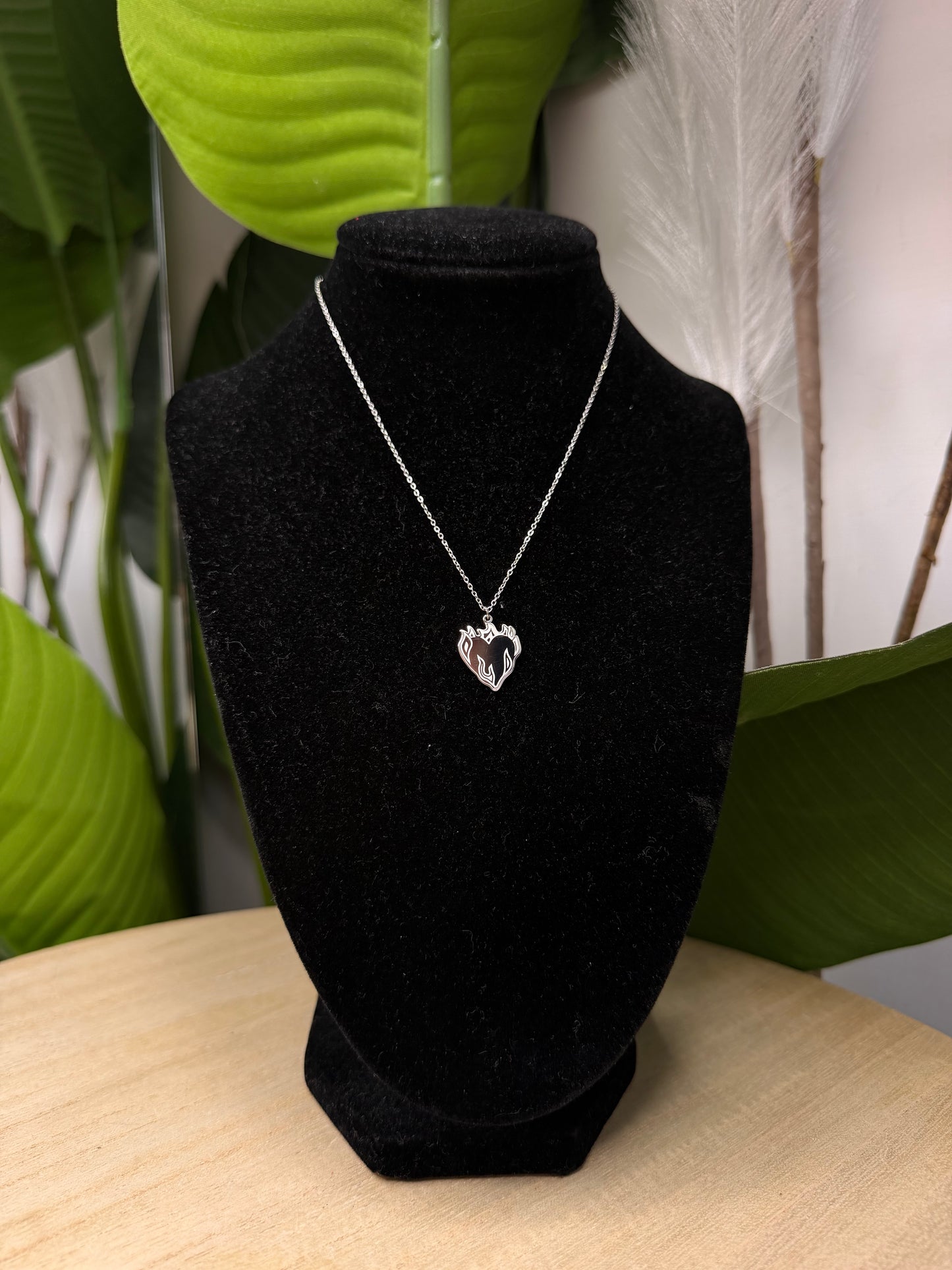 Collana silver cuore fiamme