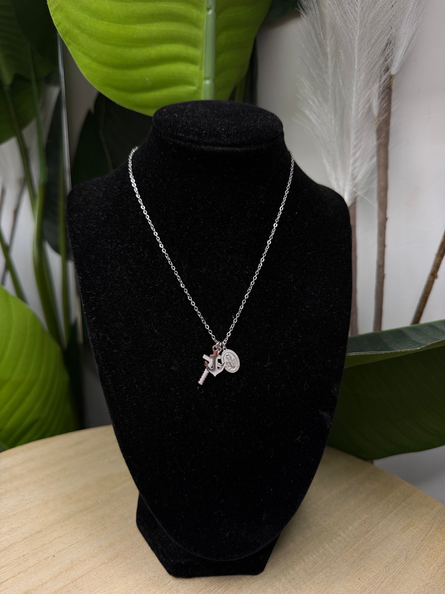 Collana silver ciondoli croce