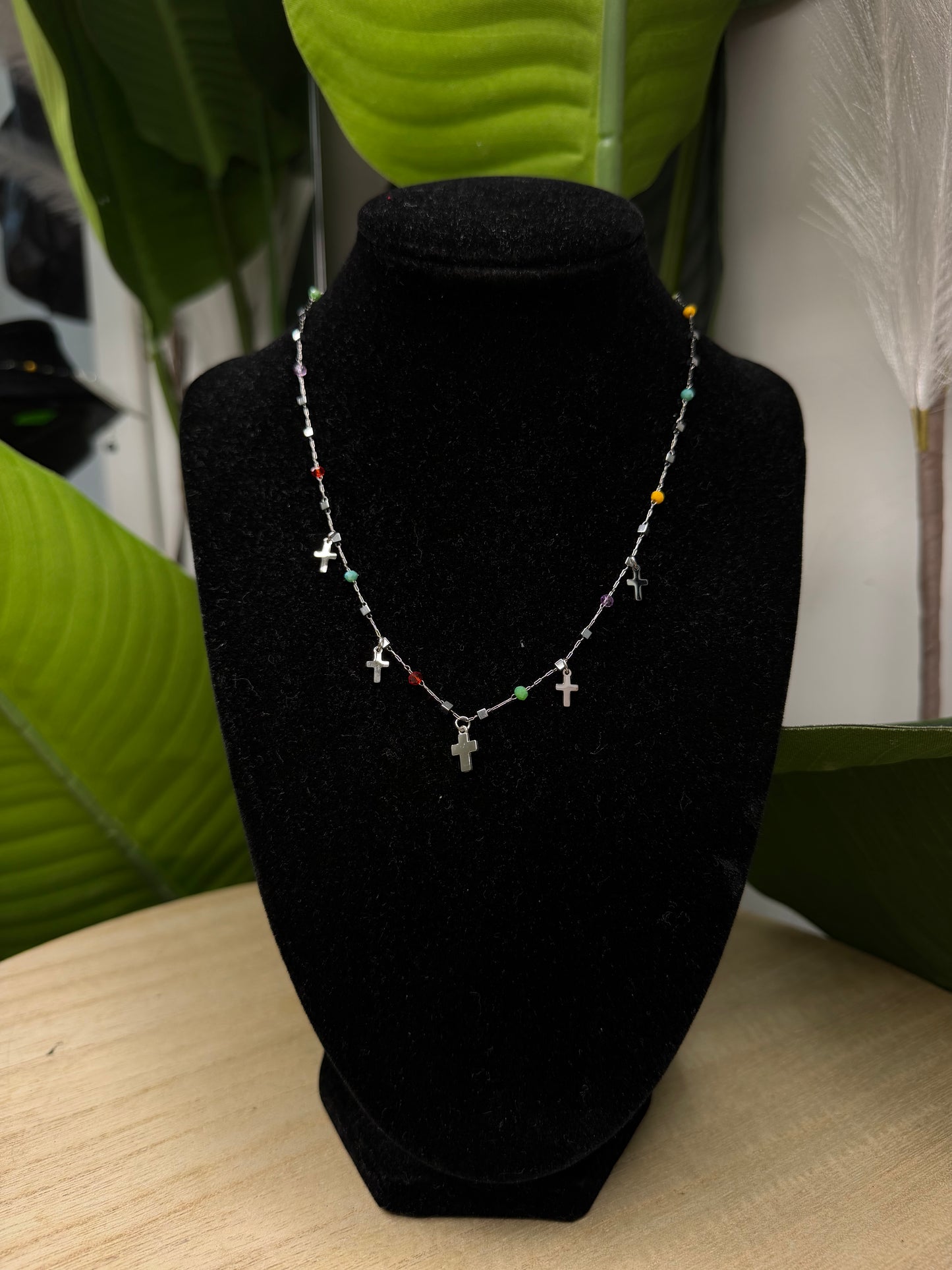 Collana silver colorata croci