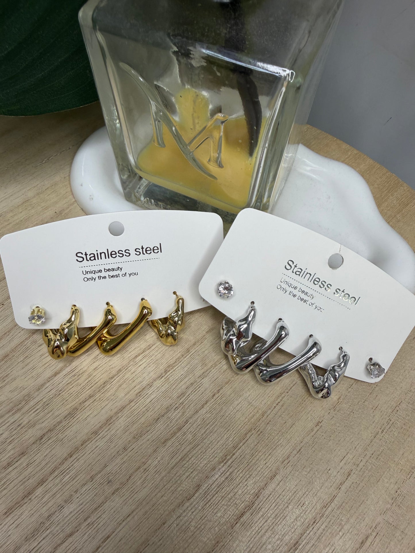 Set 3 orecchini con punto luce