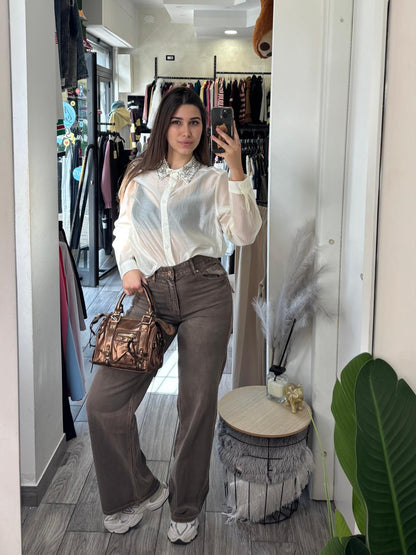 Jeans fango palazzo 5179