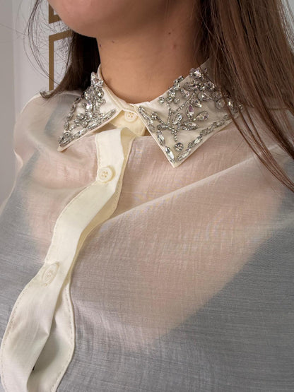 Camicia velata strass 76057