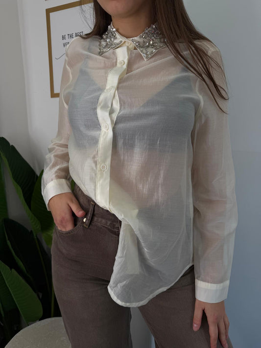 Camicia velata strass 76057