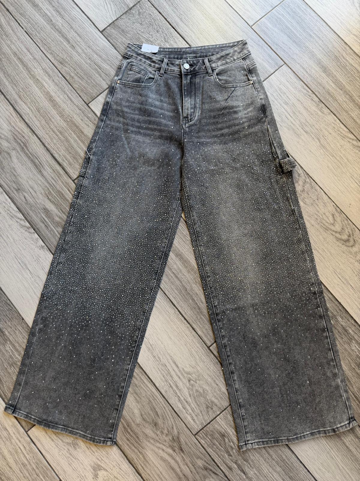 Jeans palazzo strass 32169
