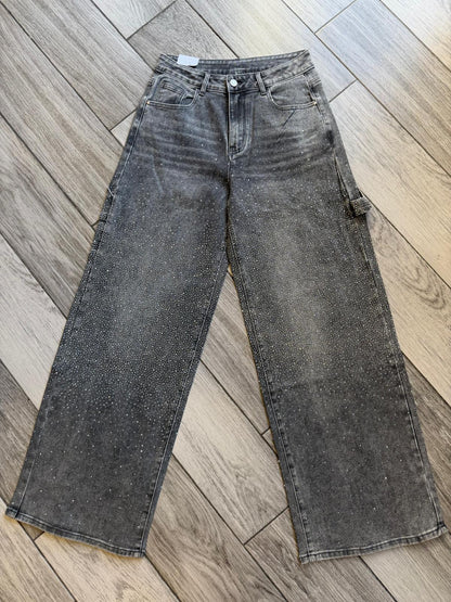 Jeans palazzo strass 32169