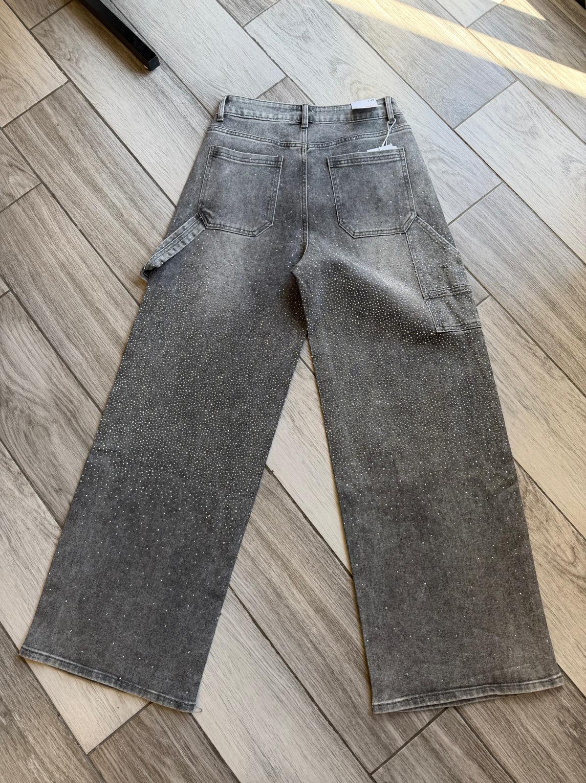 Jeans palazzo strass 32169