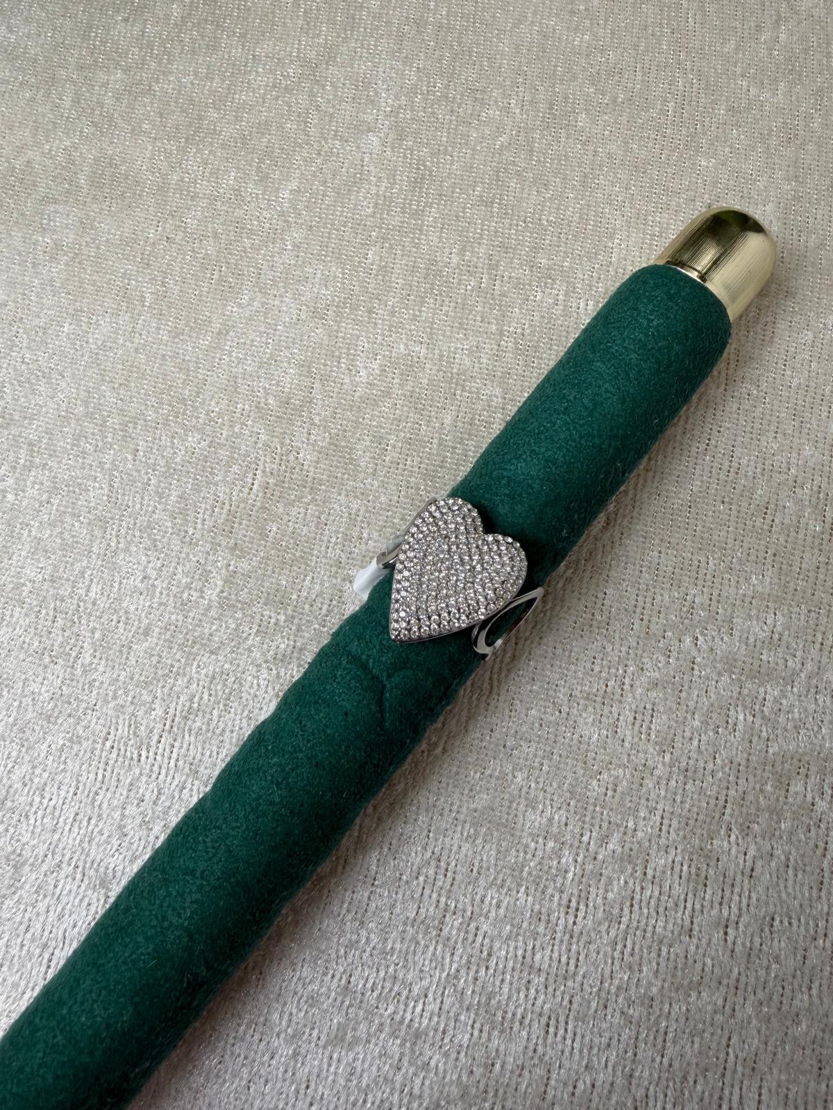 Anello cuore strass silver