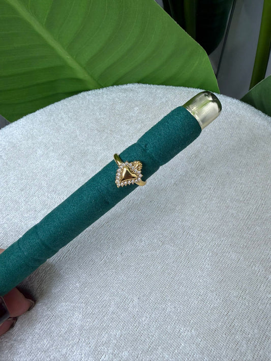 Anello sacro cuore strass oro