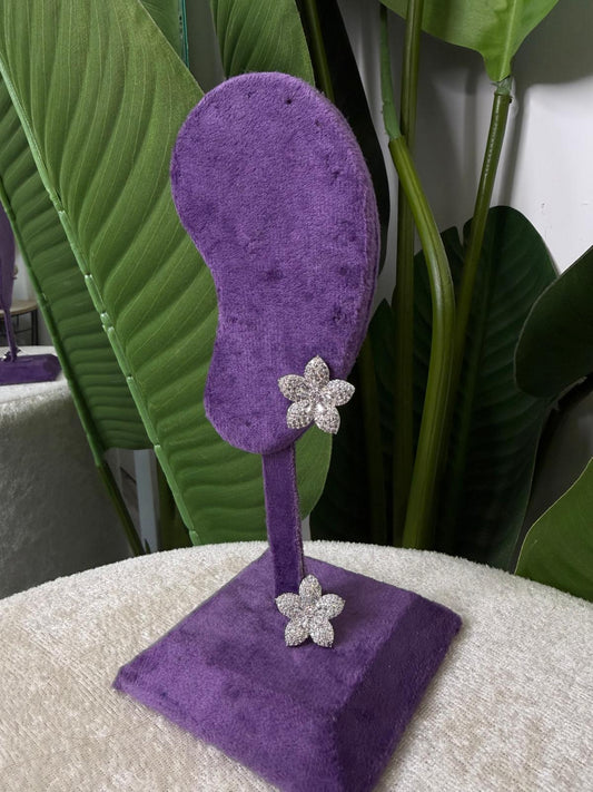 Orecchini silver strass fiore