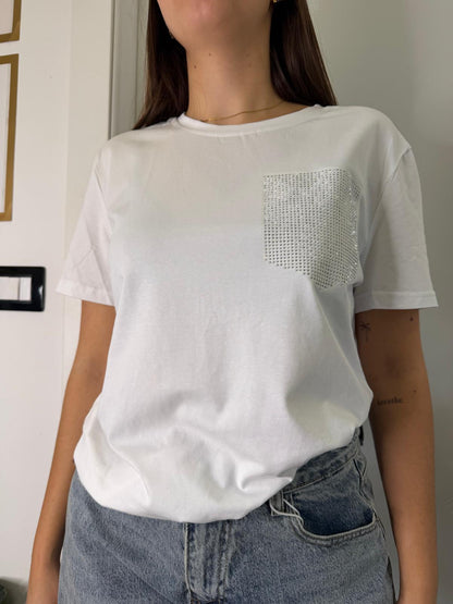 T-shirt cotone strass 54526