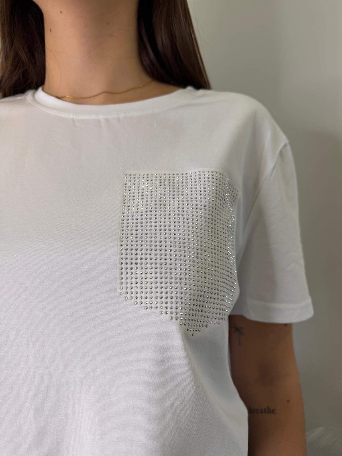 T-shirt cotone strass 54526