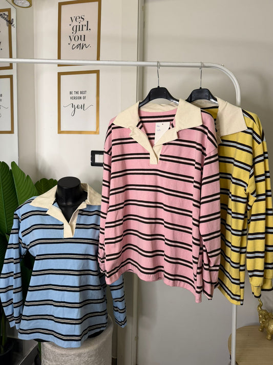 Polo oversize manica lunga righe 977