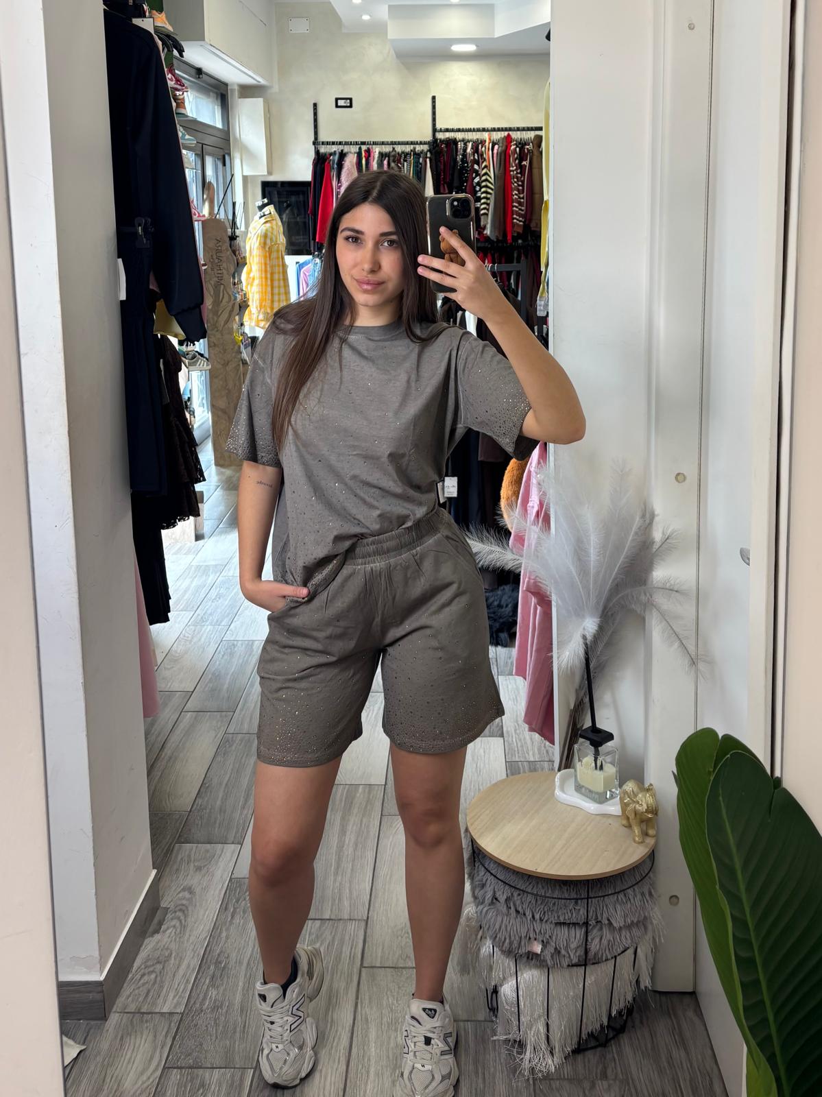 Coordinato shorts strass 184